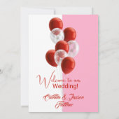 Rode ballonnen. Elegant Ceremony-programma Kaart (Achterkant)