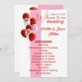 Rode ballonnen. Elegant Ceremony-programma Kaart (Voorkant / Achterkant)