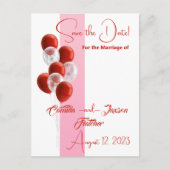 Rode ballonnen. Elegant slaat de datumkaart op Briefkaart (Voorkant)