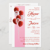 Rode ballonnen. Elegant trouwkaart Kaart (Voorkant / Achterkant)