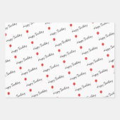 Rode ballonnen & strepen Happy Birthday Inpakpapier Vel (Voorkant)