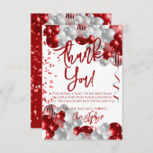 Rode ballonnen van Birthday Bedankkaart (Voorkant / Achterkant)