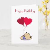 Rode ballonnen van Birthday Kaart (Gele Bloem)