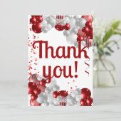 Rode Ballons Verjaardag Dank u Bedankkaart (Staand voorkant)