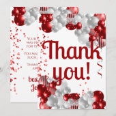 Rode Ballons Verjaardag Dank u Bedankkaart (Voorkant / Achterkant)