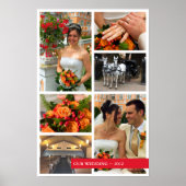 Rode band 6 multi-foto collage herinneringen poster (Voorkant)