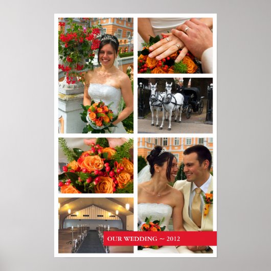 Rode band 6 multi-foto collage herinneringen poster (Voorkant)