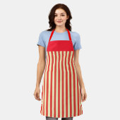 Rode Band Streep Keuken Chef Schort (Gedragen)