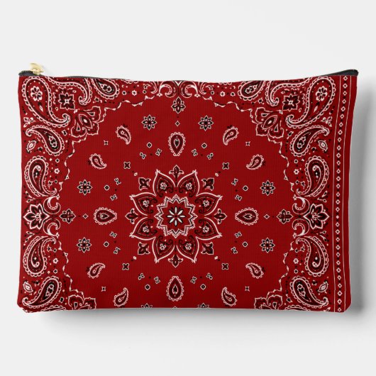 Rode Bandana Paisley Grote Rits Accessoire Zak Etui (Voorkant)