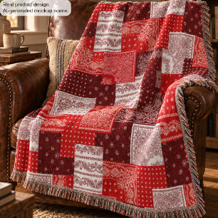 Rode Bandana Patchwork Paisley Naaipatroon Deken