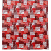 Rode Bandana Patchwork Paisley Naaipatroon Douchegordijn (Voorkant)