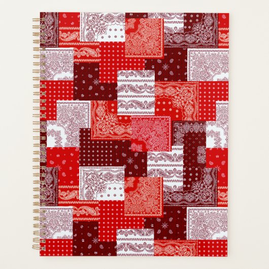 Rode Bandana Patchwork Paisley Naaipatroon Planner (Voorkant)