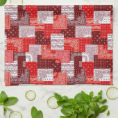 Rode Bandana Patchwork Paisley Naaipatroon Theedoek (Gevouwen)