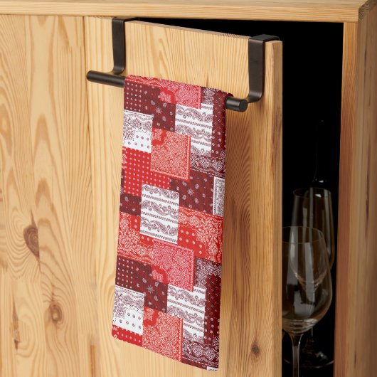 Rode Bandana Patchwork Paisley Naaipatroon Theedoek (Derde Gevouwen)