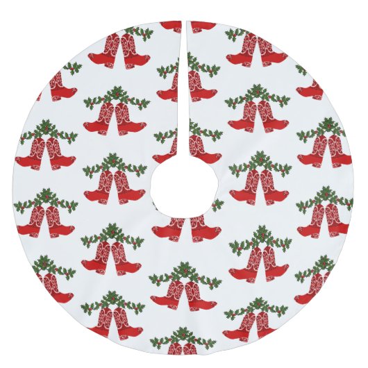 Rode Bandana Print Cowboy laarzen met Garland Kerstboom Rok (Voorkant)