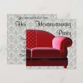 Rode Bank Damast Housewarmingfeest Kaart (Voorkant / Achterkant)