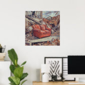 Rode bank in puin - onverwachte schoonheidskunst poster (Thuiskantoor)