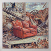 Rode bank in puin - onverwachte schoonheidskunst poster (Voorkant)