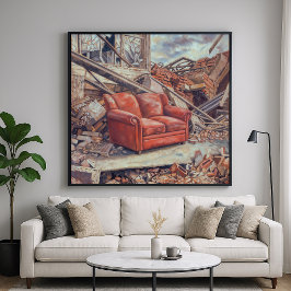 Rode bank in puin - onverwachte schoonheidskunst poster