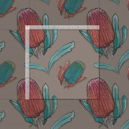 Rode Banksia Waterverf - Australische inheemse blo Stof