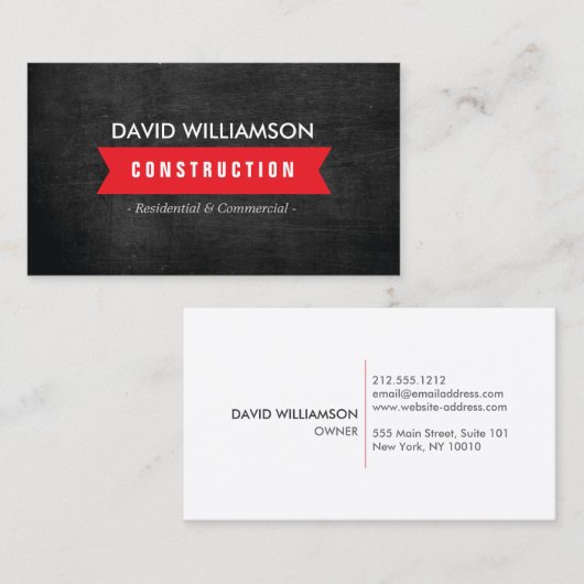 RODE BANNER CONSTRUCTIE, BOUWER, ARCHITECT LOGO VISITEKAARTJE (Voorkant / Achterkant)