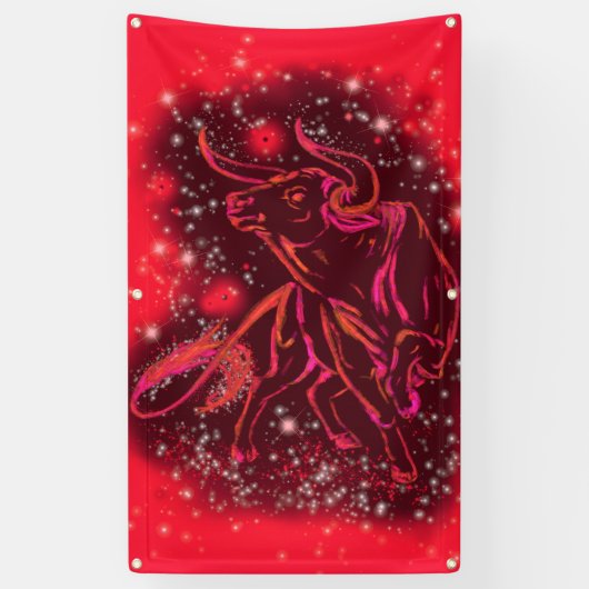 Rode banner die op de Sterrennacht loopt (Verticaal)