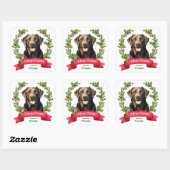 Rode Banner Holly Chocolade Lab Retriever Kerstmis Vierkante Sticker (Vel)