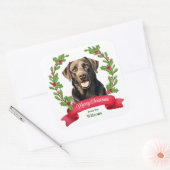 Rode Banner Holly Chocolade Lab Retriever Kerstmis Vierkante Sticker (Envelop)