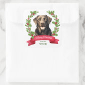Rode Banner Holly Chocolade Lab Retriever Kerstmis Vierkante Sticker (Tas)