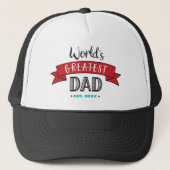 Rode Banner Werelden Grootste Papa Typografie Mode Trucker Pet (Voorkant)