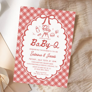 Rode Barbecue Baby-Q Baby Shower Uitnodiging