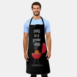 Rode Barbecuegrill in brand met leuke tekst Schort