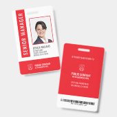 Rode Barcode Personeel Identificatiebadge Badge (Voor- en achterkant)