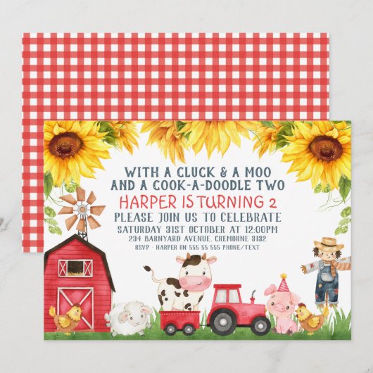 Rode Barn Boerderij Farmyard Kaart (Voorkant / Achterkant)