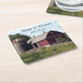 Rode Barn Country Wedding Kartonnen Onderzetters (Schuin)