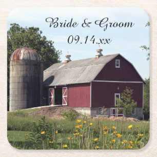 Rode Barn Country Wedding Kartonnen Onderzetters