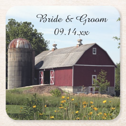 Rode Barn Country Wedding Kartonnen Onderzetters (Voorkant)