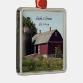 Rode Barn Country Wedding Metalen Ornament (Rechts)