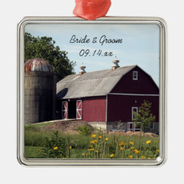 Rode Barn Country Wedding Metalen Ornament