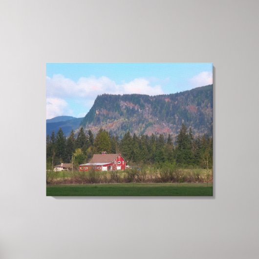 Rode Barn en de berg Enumclaw Canvas Afdruk (Voorkant)