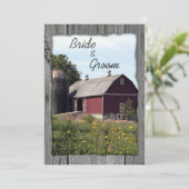 Rode Barn en Silo Country Wedding Kaart (Staand voorkant)