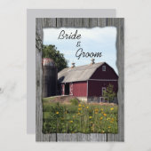 Rode Barn en Silo Country Wedding Kaart (Voorkant / Achterkant)