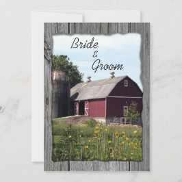 Rode Barn en Silo Country Wedding Kaart