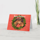 Rode Barn Horse en witte kerstKaart Kaart (Voorkant)