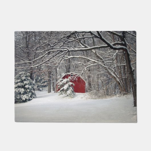 Rode Barn in de sneeuw (2011) Deurmat (Voorkant)