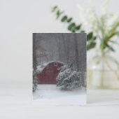 Rode Barn in de sneeuw Briefkaart (Staand voorkant)