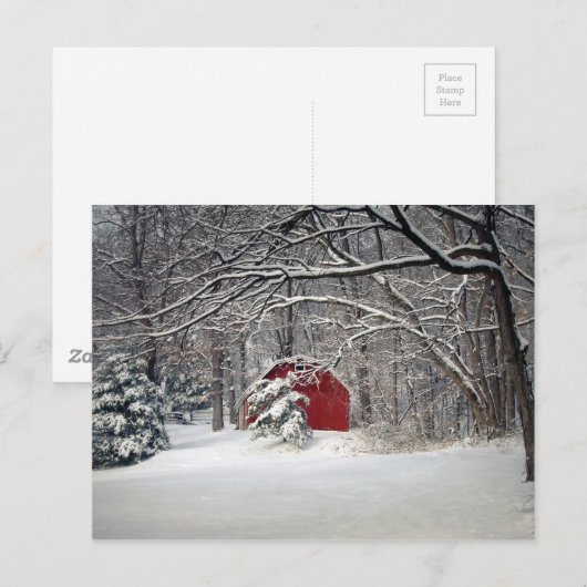 Rode Barn in de sneeuw van 2011 Briefkaart (Voorkant / Achterkant)