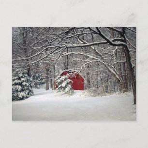Rode Barn in de sneeuw van 2011 Briefkaart