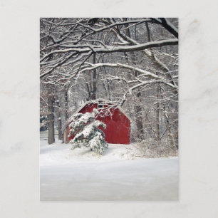 Rode Barn in de sneeuw van 2011 Briefkaart