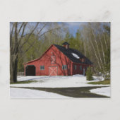 Rode Barn in de winter Briefkaart (Voorkant)